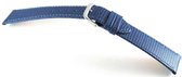 Horlogeband-blauw-14mm-lizard print-kalfsleer-zacht-plat-14 mm