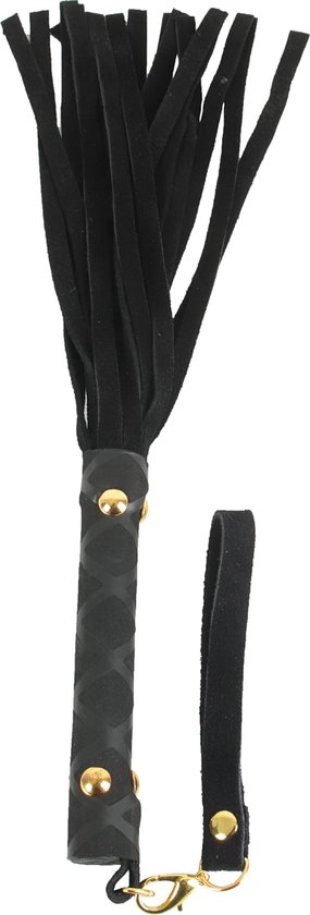 Foto: Banoch flogger klein zwart imitatie suede zweep zacht 30 cm bdsm