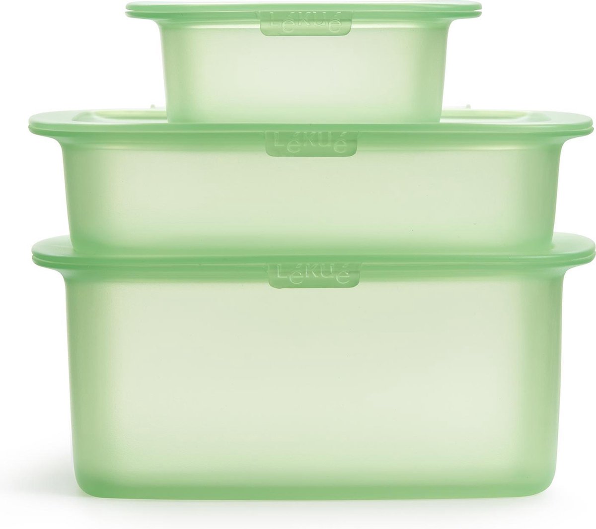 Lékué - Bewaardozen voedsel - Set van 3 - Silicone - Groen - 200ml, 500ml & 1L