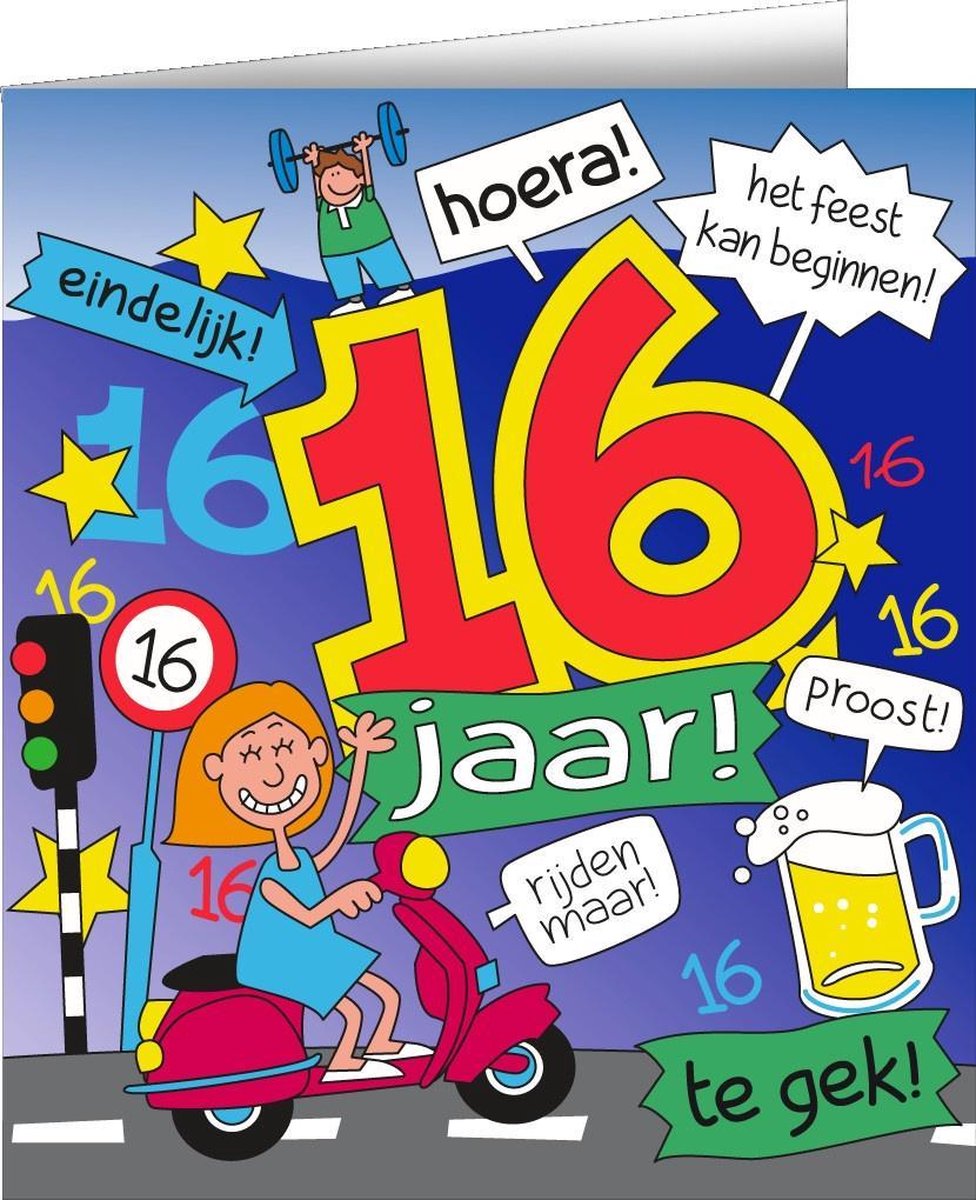 Wenskaarten - 16jr cartoon