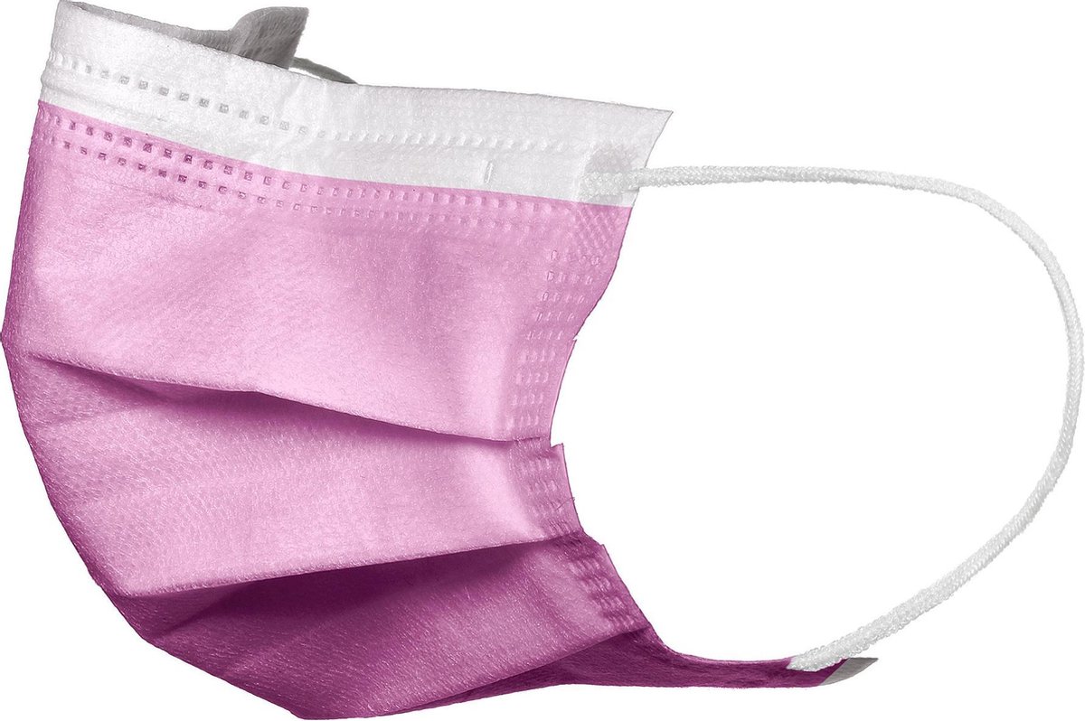 Akzenta Type IIR wegwerp medische mondkapjes roze met oorlussen | EN14683:2019 | 98% filtratie, vloeistofbestendig chirurgisch mondmaskers - 3 laags masker - 50 stuks