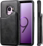 Voor Galaxy S9 schokbestendig kalfsleer beschermhoes met houder en kaartsleuven en frame (zwart)