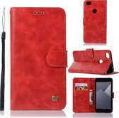 Voor Xiaomi Redmi Note 5A Retro koperen knop Crazy Horse Horizontale flip PU lederen tas met houder & kaartsleuven & portemonnee en lanyard (rood)