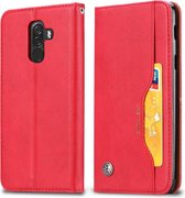 Kneed huidtextuur Horizontale flip lederen tas voor Xiaomi Pocophone F1, met fotolijst en houder & kaartsleuven & portemonnee (rood)