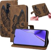 Voor OPPO A9 (2020) Retro Skin Feel Butterflies Embossing Horizontale Flip lederen tas met houder & kaartsleuven & portemonnee (bruin)