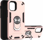 Voor iPhone 12 mini Armor Series PC + TPU beschermhoes met ringhouder (roségoud)