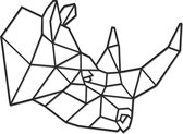 Hout-Kado - Neushoorn - Small - Zwart - Geometrische dieren en vormen - Hout - Lasergesneden- Wanddecoratie