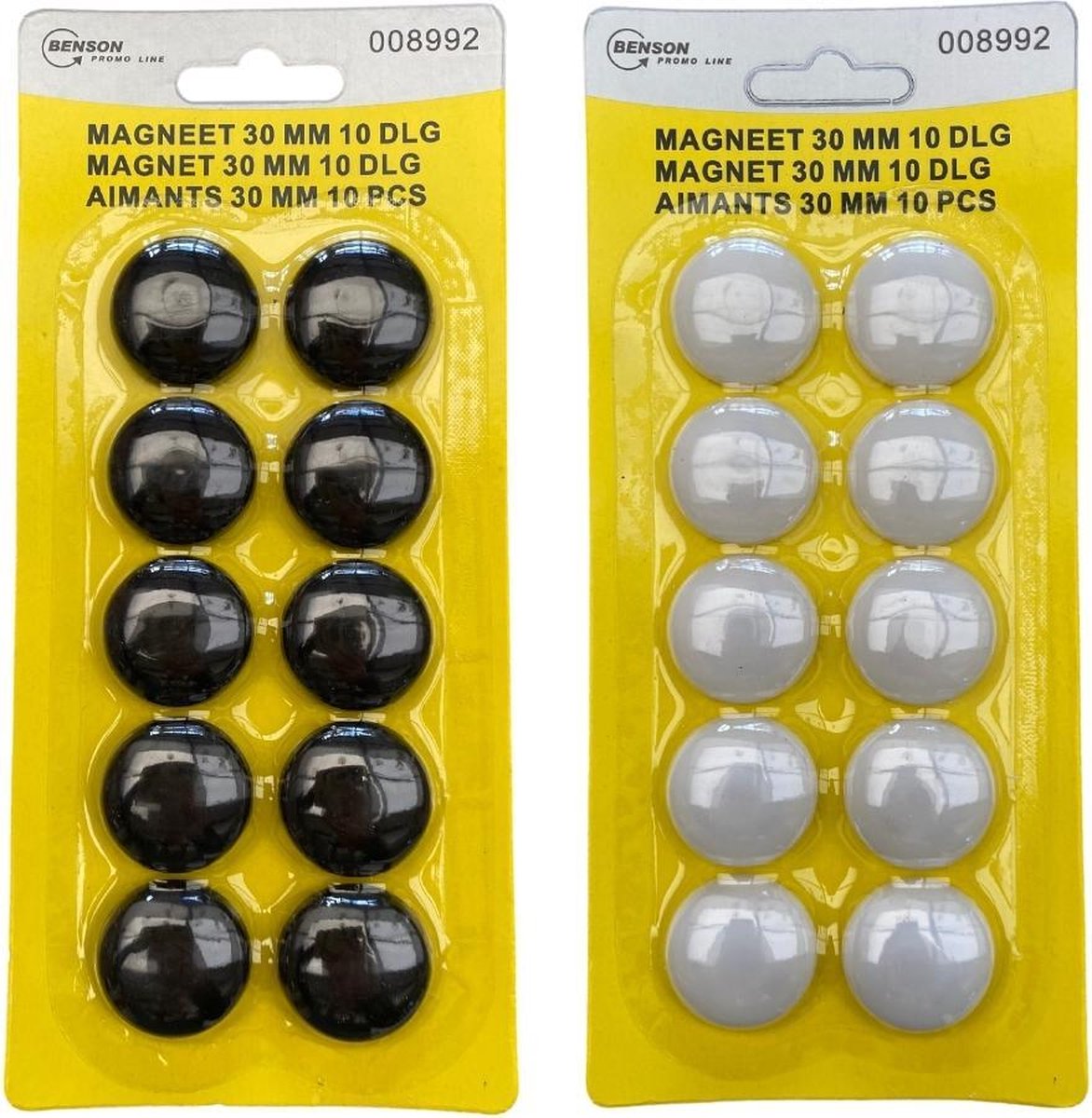Magneten - rond - Koelkastmagneten - Magneet - 30mm - Set van 20 stuks - 10 wit & 10 zwart