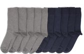Donkerblauwe / Lichtgrijze sokken - Heren sokken - 10 paar - Normale sokken - Maat 39-42