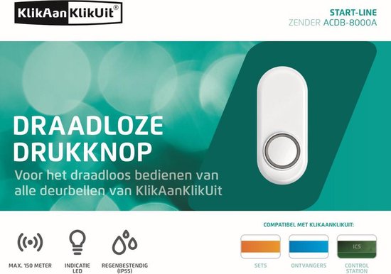 KlikAanKlikUit ACDB-8000A - Draadloze deurbel - Wit