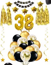 38 jaar verjaardag feest pakket Versiering Ballonnen voor feest 38 jaar. Ballonnen slingers sterren opblaasbare cijfers 38