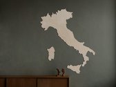 HOUTEN WANDDECORATIE / WOODEN WALL DECORATION - MUURDECORATIE / WALL ART - LANDKAART ITALIË / COUNTRY MAP ITALY - 120 x 142cm - LICHT HOUT / NATURAL WOOD - WANDFIGUUR ITALIA - ECHT
