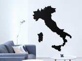 HOUTEN WANDDECORATIE / WOODEN WALL DECORATION - MUURDECORATIE / WALL ART - LANDKAART ITALIË / COUNTRY MAP ITALY - 41 x 48cm - ZWART / BLACK - WANDFIGUUR ITALIA - ECHT HOUT - REAL W