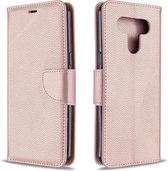 Voor LG K51 Litchi Textuur Pure Kleur Horizontale Flip PU Lederen Case met Houder & Kaartsleuven & Portemonnee & Lanyard (Rose Goud)