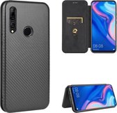 Voor Huawei P Smart Z / Y9 Prime (2019) Koolstofvezel Textuur Magnetisch Horizontaal Flip TPU + PC + PU lederen tas met kaartsleuf (zwart)