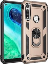 Voor Motorola Moto G Snelle schokbestendige TPU + pc-beschermhoes met 360 graden roterende houder (goud)