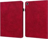 Voor Samsung Galaxy Tab S6 Lite P610 Pauw patroon in reliëf TPU + PU horizontale flip lederen tas met houder & kaartsleuven & portemonnee & slaap- / wekfunctie (rood)