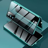 Voor Samsung Galaxy S20 FE 5G Vierhoek schokbestendig Anti-gluren magnetisch metalen frame Dubbelzijdig gehard glazen omhulsel (groen)