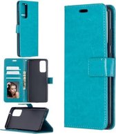 Voor Samsung Galaxy S20 FE Crazy Horse Texture Horizontale Flip Leren Case met Houder & Kaartsleuven & Portemonnee & Fotolijst (Blauw)