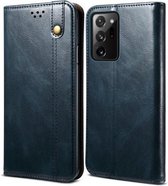 Voor Samsung Galaxy S20 Plus Simple Wax Crazy Horse Texture Horizontale Flip lederen tas met kaartsleuven en portemonnee (marineblauw)