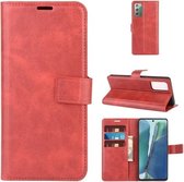 Voor Samsung Galaxy Note20 Retro Kalfspatroon Gesp Horizontale Flip Leren Case met Houder & Kaartsleuven & Portemonnee (Rood)