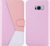 Voor Galaxy S8 + Tricolor Stitching Horizontale Flip TPU + PU lederen tas met houder & kaartsleuven en portemonnee (roze)