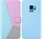 Voor Galaxy S9 Tricolor Stitching Horizontale Flip TPU + PU lederen tas met houder & kaartsleuven en portemonnee (blauw)