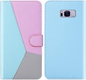 Voor Galaxy S8 Tricolor Stitching Horizontale Flip TPU + PU lederen tas met houder & kaartsleuven & portemonnee (blauw)