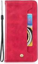 Voor Galaxy A20 / A30 koperen gesp nappa textuur horizontale flip lederen tas, met houder & kaartsleuven & portemonnee (rood)
