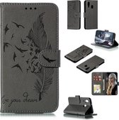 Veerpatroon Litchi Texture Horizontale Flip Leren Case met Portemonnee & Houder & Kaartsleuven voor Galaxy A40 (Grijs)