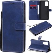 Voor Samsung Galaxy S20 Lite / S20 FE 5G / S20 Fan-editie Effen kleur Horizontale flip beschermende lederen tas met houder & kaartsleuven & portemonnee & fotolijst & lanyard (blauw)