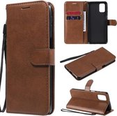 Voor Samsung Galaxy M31s Effen Kleur Horizontale Flip Beschermende Leren Case met Houder & Kaartsleuven & Portemonnee & Fotolijst & Lanyard (Bruin)