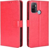 Voor OPPO A53 2020 / A53S 2020 / A33 Retro Crazy Horse-textuur Horizontale flip lederen tas met houder en kaartsleuven (rood)