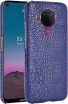 Voor Nokia 5.4 Shockproof Crocodile Texture PC + PU Case (Blauw)