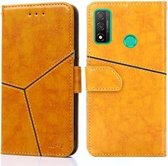 Voor Huawei P smart 2020 Geometrische stiksels Horizontale flip TPU + PU lederen hoes met houder & kaartsleuven en portemonnee (geel)