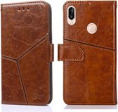 Voor Huawei P20 lite / nova 3e Geometrische stiksels Horizontale flip TPU + PU lederen tas met houder & kaartsleuven & portemonnee (lichtbruin)