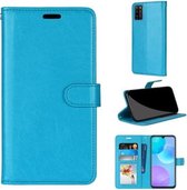 Voor Huawei Honor 30 Youth Pure Color Horizontale Flip PU lederen tas met houder & kaartsleuven & portemonnee & fotolijst (blauw)