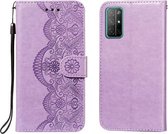 Voor Huawei Honor 30S Flower Vine Embossing Pattern Horizontale Flip Leather Case met Card Slot & Holder & Wallet & Lanyard (Purple)