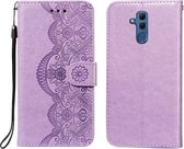 Voor Huawei Maimang 7 / Mate 20 Lite Flower Vine Embossing Pattern Horizontale Flip Leather Case met Card Slot & Holder & Wallet & Lanyard (Purple)