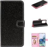 Voor Samsung Galaxy Note20 Ultra Glitter Poeder Horizontale Flip Leren Case met Kaartsleuven & Houder & Fotolijst & Portemonnee & Lanyard (Zwart)