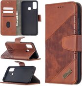 Voor Huawei Honor 9X Lite Bijpassende Kleur Krokodil Textuur Horizontale Flip PU Lederen Case met Houder & Kaartsleuven & Portemonnee (Bruin)