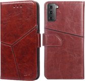 Voor Samsung Galaxy S21 + 5G Geometrische stiksels Horizontale Flip TPU + PU lederen tas met houder & kaartsleuven & portemonnee (donkerbruin)