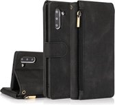 Voor Samsung Galaxy Note10 Huidgevoel Crazy Horse Textuur Rits Portemonnee Tas Horizontale Flip Leren Hoes met Houder & Kaartsleuven & Portemonnee & Lanyard (Zwart)