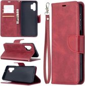 Voor Samsung Galaxy A32 5G Retro Lambskin Texture Pure Color Horizontale Flip PU Leather Case met Houder & Kaartsleuven & Portemonnee & Lanyard (Rood)