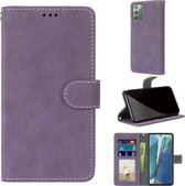 Voor Samsung Galaxy Note20 Retro Frosted Horizontale Flip PU lederen tas met houder & kaartsleuven & portemonnee & fotolijst (paars)