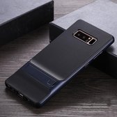 Voor Galaxy Note8 geruite textuur antislip TPU + pc-hoes met houder (donkerblauw)