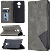 Voor xiaomi redmi noot 9 lam textuur prismatisch verborgen magnetische horizontale flip lederen tas met beugel en kaartsleuven en portemonnee (grijs)