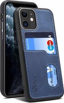 Voor iPhone 11 Pro H09 TPU + PU lederen anti-val beschermhoes met kaartsleuven (blauw)