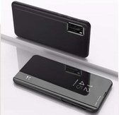 Voor Huawei Y6P / Honor 9A vergulde spiegel horizontale flip lederen tas met houder (zwart)