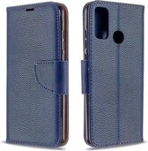 Voor Huawei P Smart (2020) Litchi Texture Pure Color Horizontale Flip PU Leather Case met houder & kaartsleuven & portemonnee & lanyard (donkerblauw)